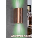 Çift Yönlü Eskitme Kasa Yeşil Işık Ledli Iç Ve Dış Mekan Bahçe Balkon Teras Veranda Apliği