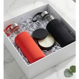 Çiftlere Özel 2'li Kırmızı ve Siyah Kılıflı 500mL. Cam Matara & Metal Kutulu Mum Hediye Seti Vega50850