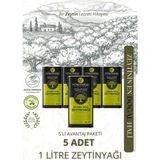Çiftliği Natürel Sızma Zeytinyağı - Kendi Bahçemizden Doğal ve Katkısız 1 Litre x 5 Adet - 5 lt