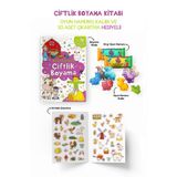 Çiftlik Boyama Kitabı - Oyun Hamuru Kalıbı ve 50 Adet Çıkartma Hediyeli 3 + Yaş