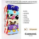 Çiftlik Hayvanları Desenli Tasarım 6'lı Çorap Kutusu - 37 - 44 - Çok Renkli