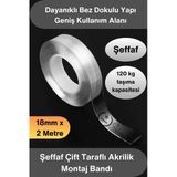 #Çifttaraflıbant Şeffaf Çift Taraflı Akrilik Montaj Bandı 18Mm X 2 Metre Güçlü Yapışkan İz Bırakmayan Silikonize Nano Sa