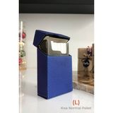 Cig Box cigbox Deri Sigara Çantası - (L) Kısa Normal Paket - Aluminyum Kasa - Mıknatıslı Kapak - Sigara Tabakası ,hediye - Lacivert