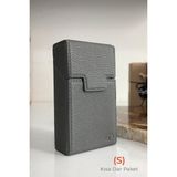 Cig Box cigbox Sigara Kutusu - (S) Kısa Dar Paket - Touch Blue-Slender- Aluminyum Kasa- Mıknatıslı Kapak, Hediye - Koyu Gri