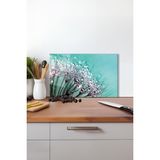 Çiğ Damlalı Karahindiba Cam Kesme Tahtası, Silikon Ayaklı Isıya Kırılmaya Dayanıklı Sunum Tablası - 23 x 35 cm