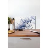 Çiğ Taneli Karahindiba Cam Kesme Tahtası, Silikon Ayaklı, Isıya Kırılmaya Dayanıklı, Sunum Tablası - 23 x 35 cm