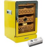 Cigarloong Humidor Sarı Elektronik Nemlendiricili Camlı 4 Çekmeceli Puro Kutusu - Standart