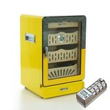 Cigarspa Elektronik Nemlendiricili Camlı 4 Çekmeceli Puro Kutusu Humidor Sarı