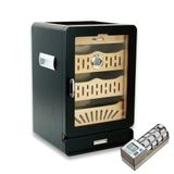 Cigarspa Elektronik Nemlendiricili Camlı 4 Çekmeceli Puro Kutusu Humidor Siyah