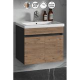 Çiğdem 55 Cm Antrasit Gri Mat-Atlantik Çam Mdf Banyo Alt Dolabı Antrasit - Atlantik Çam