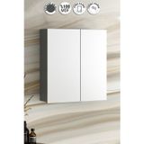 Çiğdem 55 cm Antrasit Gri Mat MDF Aynalı Asma Banyo Üst Dolabı