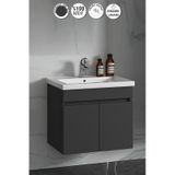 Çiğdem 55 Cm Antrasit Gri Mat Mdf Lavabolu Asma Banyo Alt Dolabı Antrasit - Gri