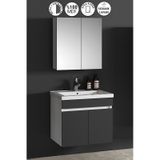 Çiğdem 55 Cm Beyaz-antrasit Gri Mdf Asma Banyo Dolabı Takımı Beyaz - Antrasit