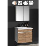 Çiğdem 55 cm Beyaz-Atlantik Çam MDF Seramik Lavabolu Asma Banyo Dolabı Takımı