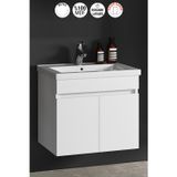 Çiğdem 55 cm Beyaz Balon MDF Seramik Lavabolu Asma Banyo Alt Dolabı
