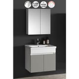 Çiğdem 55 cm Beyaz-İnox Balon MDF Seramik Lavabolu Asma Banyo Dolabı Takımı