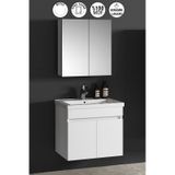 Çiğdem 55 Cm Beyaz Mdf Seramik Lavabolu Asma Banyo Dolabı Takımı Beyaz - Beyaz