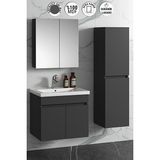 Çiğdem 55+35 cm Antrasit Gri Mat Mdf Seramik Lavabolu Asma Banyo Dolabı Takımı