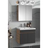 Çiğdem 65 Cm Atlantik Çam-antrasit Gri Mat Mdf Seramik Lavabolu Asma Banyo Dolabı Takımı