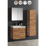 Çiğdem 65+35 cm Atlantik Çam MDF Seramik Lavabolu Asma Banyo Dolabı Takımı