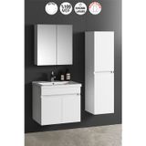 Çiğdem 65+35 cm Beyaz Balon MDF Seramik Lavabolu Asma Banyo Dolabı Takımı