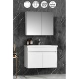Çiğdem 80 Cm Beyaz Mdf Seramik Lavabolu Asma Banyo Dolabı Takımı Beyaz