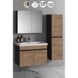 Çiğdem 80+35 Cm Antrasit Gri Mat-Atlantik Çam Mdf Seramik Lavabol Antrasit - Atlantik Çam