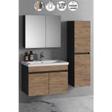Çiğdem 80+35 cm Antrasit Gri Mat-Atlantik Çam MDF Seramik Lavabolu Asma Banyo Dolabı Takımı