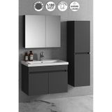 Çiğdem 80+35 Cm Antrasit Gri Mdf Sepetli Asma Banyo Dolabı Takımı Antrasit - Gri
