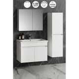 Çiğdem 80+35 Cm Beyaz Mdf Sepetli Asma Banyo Dolabı Takımı Beyaz