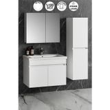 Çiğdem 80+35 cm Beyaz MDF Seramik Lavabolu Asma Banyo Dolabı Takımı