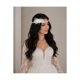 çiğdem kaya design İncili , tüy detaylı Gelin tacı , nikah tacı , gelin saç aksesuarı