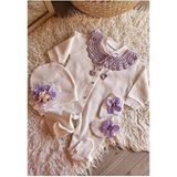Çiğdem Kaya Design Lila Vintage Yakalı Kız Bebek Hastane Çıkışı Özel Olay İçin Çiçekli Tasarım - Mor