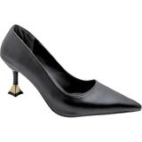 Çiğdem Kundura Alestra | Geometrik Detaylı Kadeh Topuk Stiletto - Siyah - 40