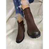 Çiğdem Kundura Çiğdem Gerçek Crayz Deri Kahve Zımbalı Kısa Bot (Lydwst B17A) - Kahverengi - 37 - ST01511-KAHVERENGİ-37
