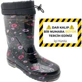 Çiğdem Kundura Çiğdem Içi Tüylü Çiçekli Lastik Çizme - Renkli - 38 - ST01600-RENKLİ-38 - Kırmızı