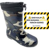 Çiğdem Kundura Çiğdem Içi Tüylü Kamuflaj Desenli Lastik Çizme - Mavi-Gri - 36-37 - ST01598-MAVİ-GRİ-36-37 - Mavi - Gri