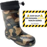 Çiğdem Kundura Çiğdem Içi Tüylü Kamuflaj Lastik Çizme - Renkli - 36-37 - ST01599-RENKLİ-36-37