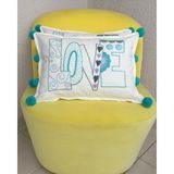 Cıgdemcalıskan Love El Nakışlı Ponponlu Bolster Kırlent Kılıfı - 35 x 50 cm - Ekru