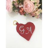 CIGDEMCALISKAN Love&love Kalp Formunda Monogram Nakışlı Bozuk Para Cüzdanı - Kırmızı