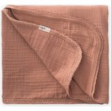 Cigit Dantel Işlemeli Tekkat Müslin Battaniye 100X100 cm +/- 3 cm Açık Kahverengi - 100 x 100 cm