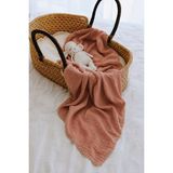 Cigit Dantel Işlemeli Tekkat Müslin Battaniye 100X100 cm +/- 3 cm Açık Kahverengi - 100 x 100 cm