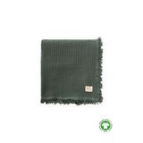 Cigit Dört Kat Püsküllü Organic Müslin Battaniye 80X120 Cm Haki Yeşili