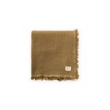 Cigit Dört Kat Püsküllü Organic Müslin Battaniye 80X120 Cm Hardal Sarı