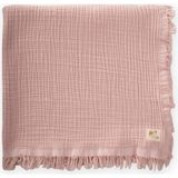 Cigit Dört Kat Püsküllü Organic Müslin Battaniye 80X120 Cm Pudra Pembe - 80 x 120 cm