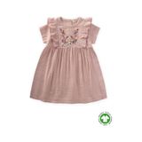 Cigit Etnik Süzene Nakışlı Organik Elbise 1-7 Yaş Pudra Pembe Pudra Pembe
