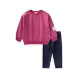 Cigit Kadife Taytlı Sweatshirt Takım 2-10 Yaş Fuşya Fuşya