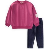 Cigit Kadife Taytlı Sweatshirt Takım 2-10 Yaş Fuşya