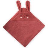 Cigit Kulaklı Tavşan Nakışlı Bebek Banyo Havlusu 75X75 cm Rust - 75 x 75 cm - Kiremit