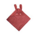Cigit Kulaklı Tavşan Nakışlı Bebek Banyo Havlusu 75x75 Cm Rust